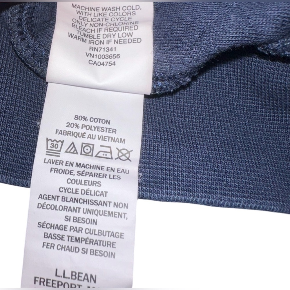 L.L. Bean Quilted Snap Pullover Sweatshirt Navy Blue Size Large - Picture 9 of 10